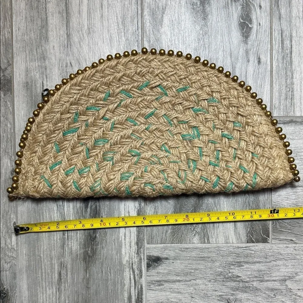 Antik Kraft Tan and Green Woven Clutch